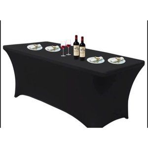 2 count | Black Spandex 6 feet Tablecloths for Wedding Party Dining Linen